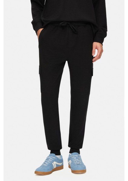 Daley Siyah Kargo Cepli Gofre Baskı Standard Fit Erkek Eşofman Alt fiyatları