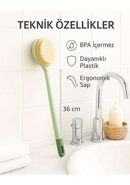2’si 1 Arada Duş Fırçası – Uzun Saplı, Çift Taraflı Banyo Lifi, Sırt ve Vücut Temizleme Için Peeling ve Masaj Etkili Duş Fırçası indirimleri