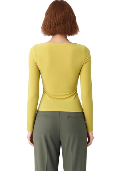 Kadın Uzun Kollu Asimetrik Detaylı Vücuda Oturan Örme Üst Kaliteli Şık Rahat Modern Zarif Günlük modelleri