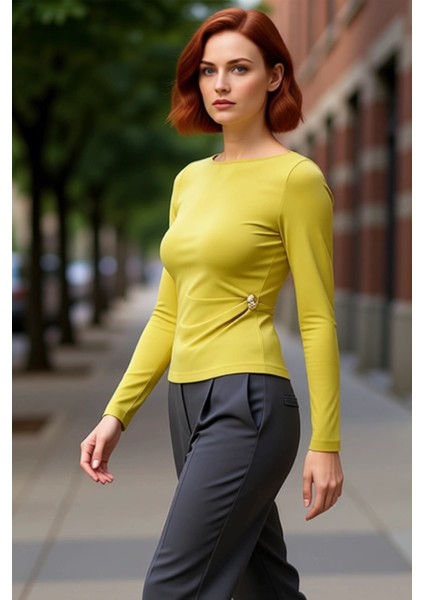 Kadın Uzun Kollu Asimetrik Detaylı Vücuda Oturan Örme Üst Kaliteli Şık Rahat Modern Zarif Günlük fırsatları