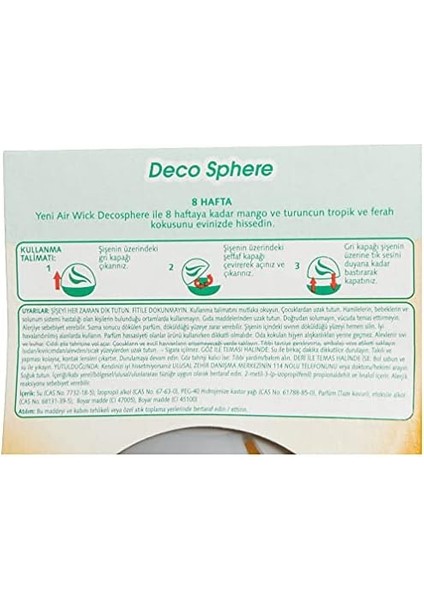 Airwick Decosphere Hava Tazeleyeci Greyfurt ve Portakal Çiçeği 75 ml fiyatları