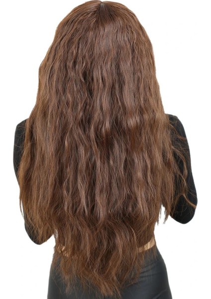 Kabarık Dalgalı Uzun Fiber Sentetik Peruk - Kahve Karamel fırsatları