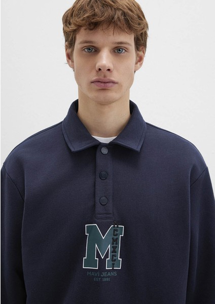 M Logo Baskılı Lacivert Sweatshirt 0S10494-70490 fırsatları