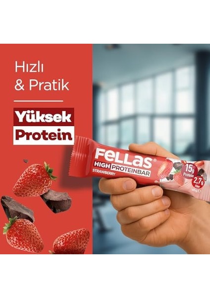 Fellas Çilekli Yüksek Protein Bar 45 G x 12 Adet modelleri