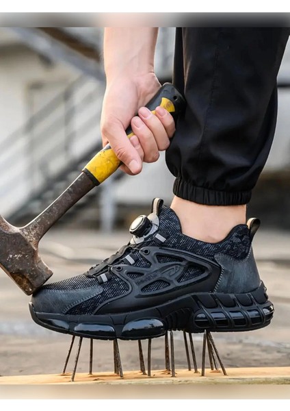 Otomatik Bağcıklı Burun Korumalı Iş Ayakkabısı Ortopedik Delinmeye Dirençli