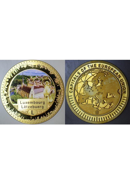 Avrupa'nın Başkentleri Madalyon-Lüksemburg. Renkli 33 mm Çil.
