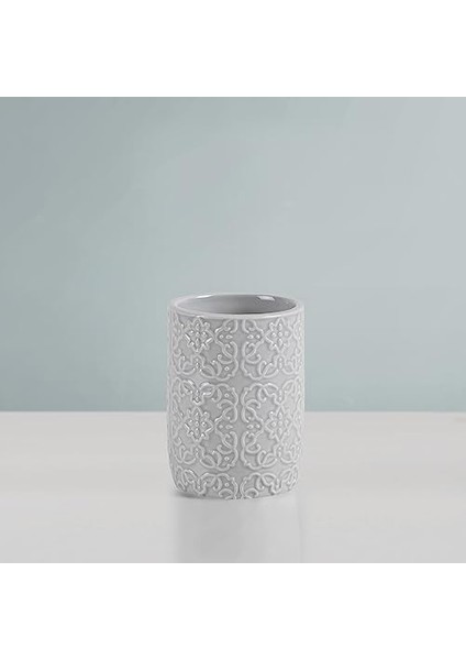 Stewart Seramik Aksesuar Seti, Makyaj Dekoru Depolama Düzenleyici, Kabartmalı Damask Madalyonu, Losyon/sabunluk, Diş Fırçası Tutacağı,, Biblo Tabağı, Çeşitli Boyutlarda Gri fiyatları