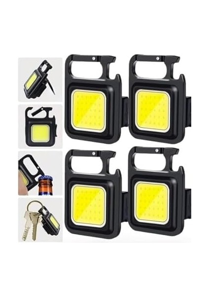 4 Adet LED Anahtarlıklı Metal Kasa El Şişe Açacağı Usb’li Şarj Edilebilir Cep Boy Cob 800MAH fiyatları