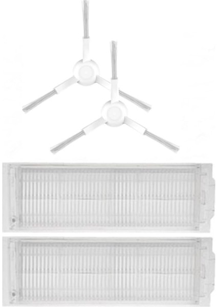 Akıllı Robot Süpürge Mi Vacuum Mop Pro-Vacuum Mop P Uyumlu 2 Li Hepa Filtre 2 Li Yan Fırça Yedek Parça Seti (Mop Pro/mop P) ile Uyumlu 4 Parça Beyaz Set