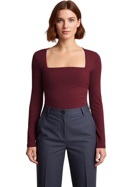 Stil Kadın Büzgü Drape Detaylı Vücuda Oturan Bluz Regular Örme Slim Kalıp