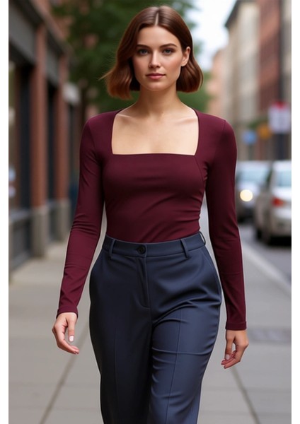 Stil Kadın Büzgü Drape Detaylı Vücuda Oturan Bluz Regular Örme Slim Kalıp modelleri