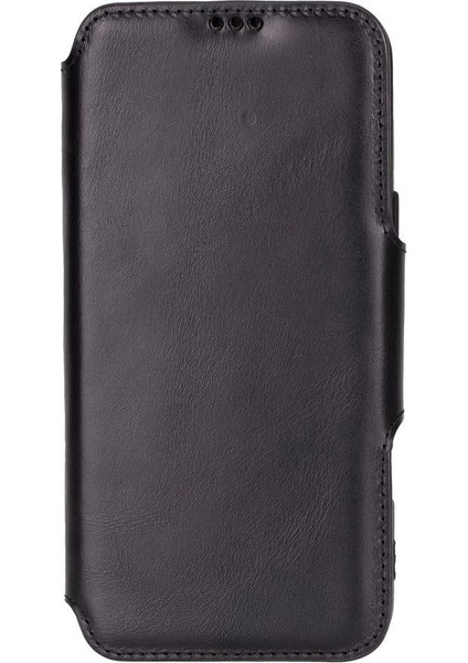 Apple iPhone 16 Pro Max Uyumlu, Hakiki Deri, El Yapımı, Cüzdanlı Kılıf, Parlak Siyah modelleri