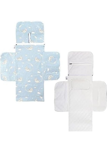 Baby&apos;ness Çanta Boy Alt Değiştirme Bakım Seti, Sıvı Geçirmez, Leke Tutmaz, Aydede Desenli, Desenli, Mavi, 70X35CM modelleri