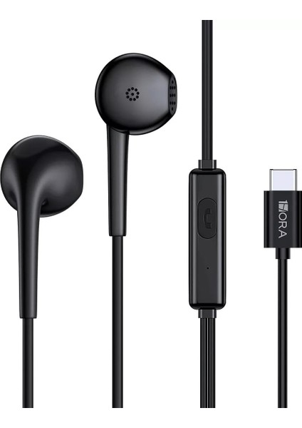 Type-C Kablolu Siyah Renk 15 Uyumlu Mikrofonlu Kulakiçi Kulaklık AUT124-E