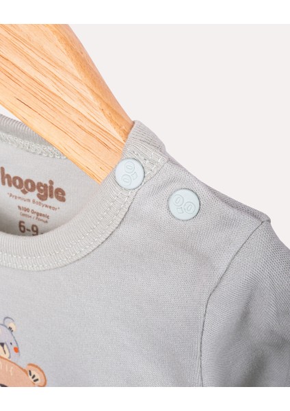 %100 Organik Pamuk Gots Sertifikalı Uzun Kollu Teddy Desenli Bebek & Yenidoğan Body - Mint modelleri