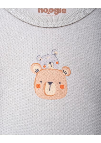 %100 Organik Pamuk Gots Sertifikalı Uzun Kollu Teddy Desenli Bebek & Yenidoğan Body - Mint indirimleri