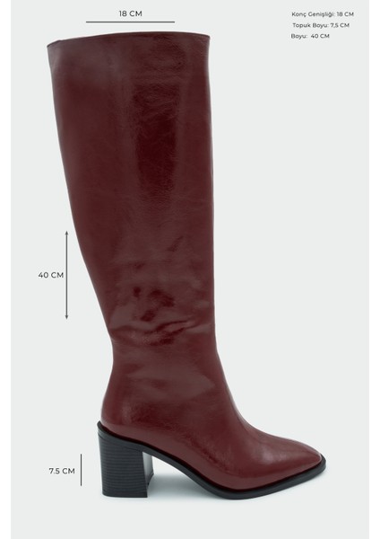 Volera Bordo Küt Burun Topuklu Çizme fiyatları