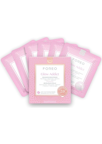Glow Addict Advanced Collection 2.0 Ufo Aktif Yüz Maskesi - Nemlendirici - Güzellik ve Kişisel Bakım - C ve E Vitamini - Tüm Cilt Tipleri ve Donuk Ciltler - Yaşlanma Karşıtı - 1 Pakette 6 Adet
