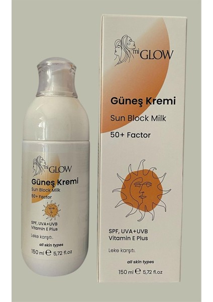 Miglow Güneş Kremi, Spf 50+ Faktör, Uva+Uvb Korumalı, Vitamin E Içerikli, Leke Karşıtı, 150ML