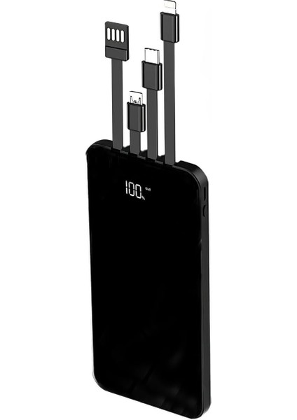 10.000 Mah Dahili Çoklu Kablolu Dijital Göstergeli Taşınabilir Powerbank Siyah PB-1001