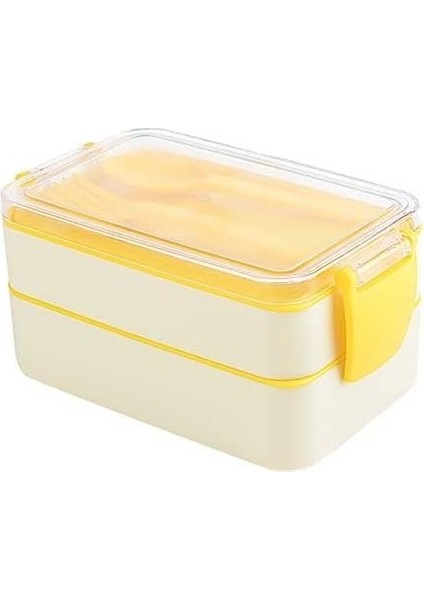 Plastik Orjinal Fely Beslenme Kabı,yetişkinler/çocuklar Için, Bölmeli, Yemek Kutusu, Paket Bölücü, Çatal Kaşık Takımı Içinde 4 Renk (Krem)