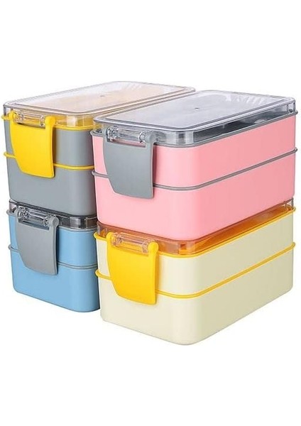 Plastik Orjinal Fely Beslenme Kabı,yetişkinler/çocuklar Için, Bölmeli, Yemek Kutusu, Paket Bölücü, Çatal Kaşık Takımı Içinde 4 Renk (Krem) modelleri