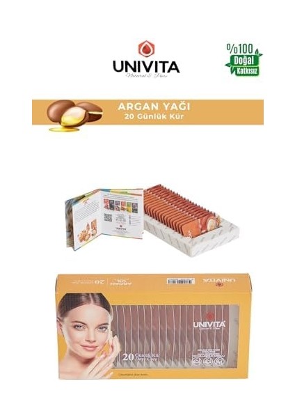 Unıvıta %100 Doğal Katkısız Argan Yağı - 20 Günlük Bakım Kürü - 80 ml (4ml x 20) fiyatları