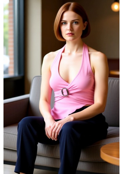 96% Viskoz 4% Elastan Kadın Örme Bluz Halter Yaka Fitted Yazlık Trend Tasarım