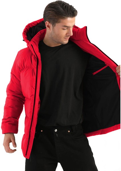 İçi Astarlı Su ve Rüzgar Geçirmez Cepli Kapüşonlu Erkek Mont fiyatları