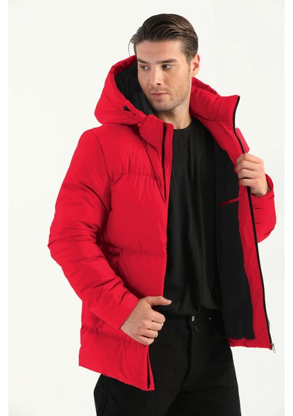 İçi Astarlı Su ve Rüzgar Geçirmez Cepli Kapüşonlu Erkek Mont modelleri