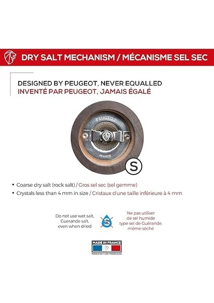 Paris Manuel Tuz Değirmeni, Klasik Öğütme Ayarı, Yükseklik: 22 Cm, Ahşap, Kahverengi, 870422/SME/1 modelleri