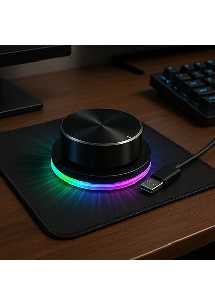 USB Ses Kontrol Düğmesi, Android System Pc Için Rgb Işığı ile Multimedya Tip C Harici Ortam Ayarlama Denetleyicisi Takın ve Oynatın USB To Type-C Kablolu Gc-91 indirimleri