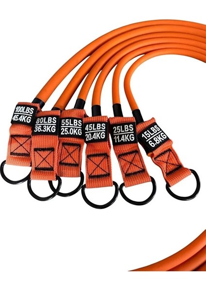 Çantalı Lateks 18 Parça Direnç Lastiği Seti Toplam 145 kg Ağırlık Lastiği Kapı Arkası Güç Bandı