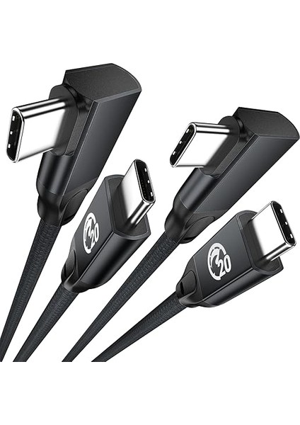 C - USB C Kablosu Dik Açılı 4.5m(2 Paket), Usebean 90 Derece USB 3.2 Gen 2x2 20GBPS Veri Aktarımı 100W Hızlı Şarj Kablo,4k Video Monitör Type-C Kablo MacBook Pro,ipad Pro,switch,quest,surface Için