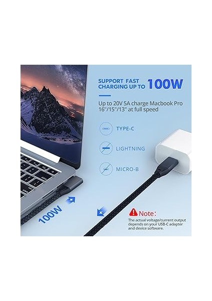C - USB C Kablosu Dik Açılı 4.5m(2 Paket), Usebean 90 Derece USB 3.2 Gen 2x2 20GBPS Veri Aktarımı 100W Hızlı Şarj Kablo,4k Video Monitör Type-C Kablo MacBook Pro,ipad Pro,switch,quest,surface Için fiyatları
