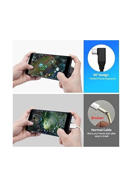 C - USB C Kablosu Dik Açılı 4.5m(2 Paket), Usebean 90 Derece USB 3.2 Gen 2x2 20GBPS Veri Aktarımı 100W Hızlı Şarj Kablo,4k Video Monitör Type-C Kablo MacBook Pro,ipad Pro,switch,quest,surface Için modelleri