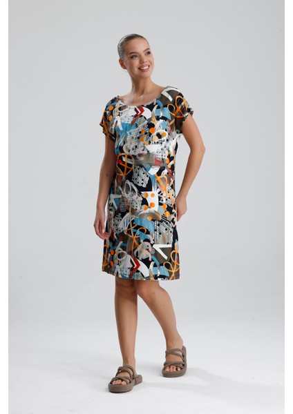 Likralı Viskon Mini Viskon Elbise | BLZ36387 Oranj Haki modelleri