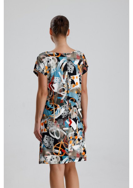 Likralı Viskon Mini Viskon Elbise | BLZ36387 Oranj Haki