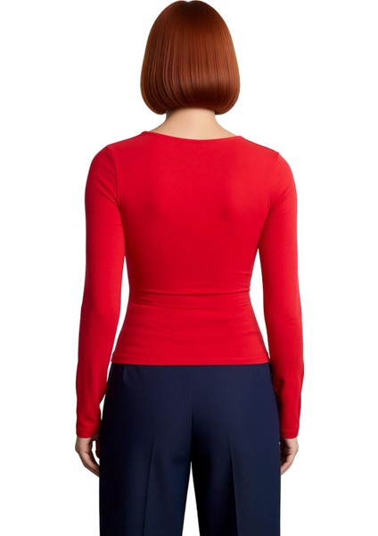 Stil Kadın Büzgü Drape Detaylı Vücuda Oturan Bluz Regular Örme Slim Kalıp fiyatları