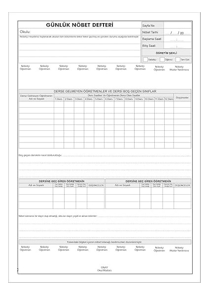 Günlük Nöbet Defteri 100 Yaprak Günlük 22X32 cm modelleri