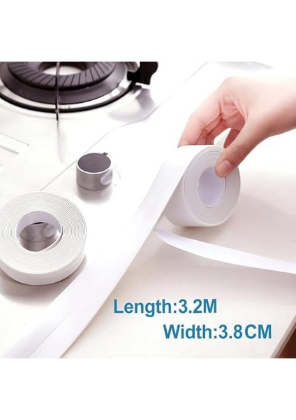 Yapışkanlı Sızdırmazlık Bandı – Beyaz Pvc, Su Geçirmez, 3,8 cm x 3,2 M, Mutfak,, Küvet, Lavabo, Zemin ve Duvar Kenarı Için fiyatları