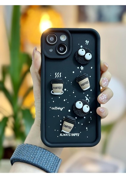 Go Aksesuar 13 ve 14 ile Uyumlu Siyah Coffee Kurabiye Tasarımlı Kılıf