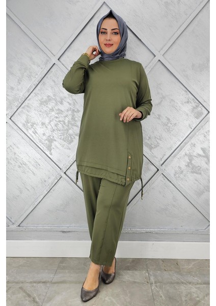 Kadın Düğme Bağcık Detaylı Tesettür Takım modelleri