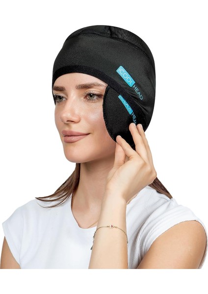 Icool Head Migren Başlığı, Baş Ağrısı Için Jel Soğuk Kompres, Migren Bandı, Gerginlik, Sinüs Ağrısı, Şişmiş Gözler, Stres Azaltma, Kafa Yaralanma ve Travma Için Soğutma Başlığı (Siyah)