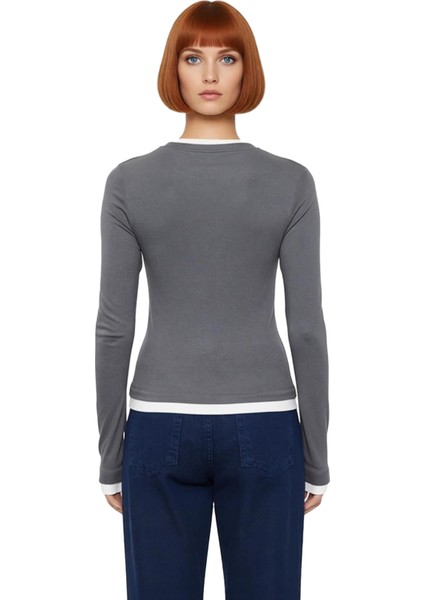 Kadın Casual Bluz Viskon Ribana Fitted Kesim Dik Yaka Uzun Kollu Esnek Kumaş Günlük Kullanım fiyatları