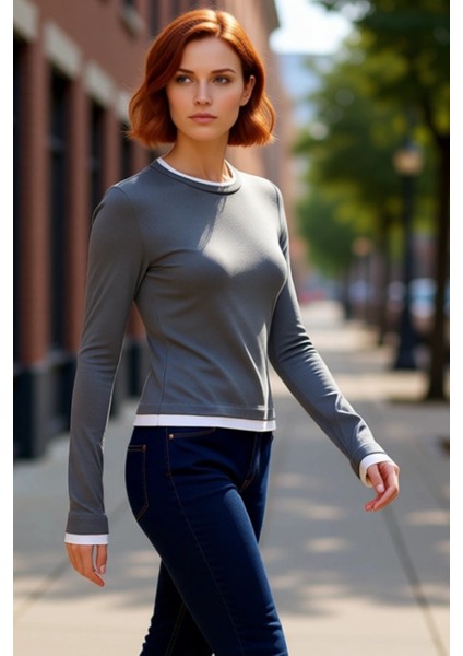 Kadın Casual Bluz Viskon Ribana Fitted Kesim Dik Yaka Uzun Kollu Esnek Kumaş Günlük Kullanım modelleri