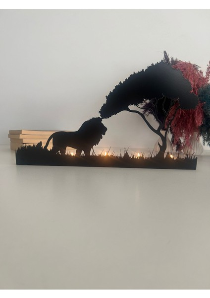 Ormanın Kralı Temalı Dekoratif Metal Mumluk