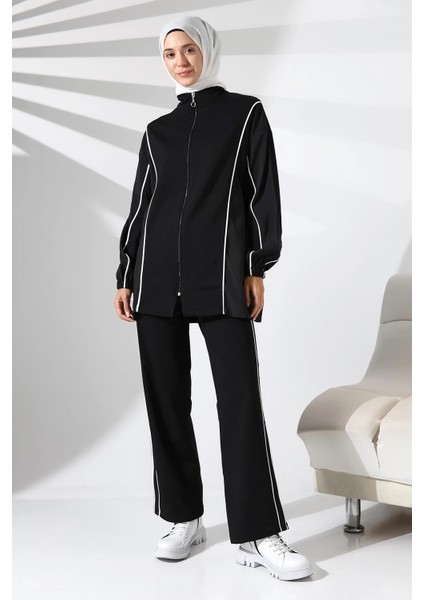 Kadın Mevsimlik Penye Alt Üst Spor ve Rahat Siyah Tesettür Takım