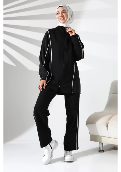 Kadın Mevsimlik Penye Alt Üst Spor ve Rahat Siyah Tesettür Takım modelleri