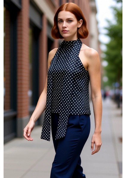 Kadın Desenli Yaka Detaylı Esnek Örme Bluz Kaliteli Şık Rahat Modern Zarif Günlük modelleri